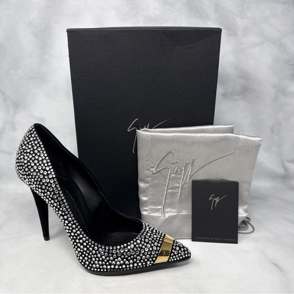 Giuseppe Zanotti Ester 110 Swarovski Crystal Embellished Pointed Toe Pump Heels - Picture 3 of 16
